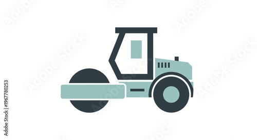 Road Roller Icon: Construction Vehicle for Compacting Surfaces