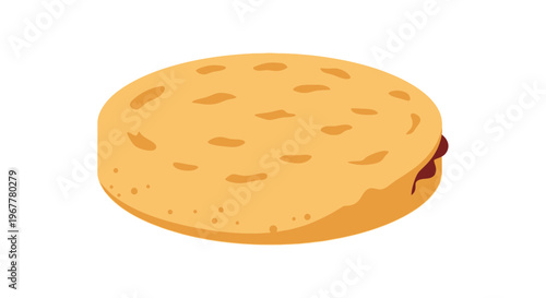 Round Sweet Cookie with Chocolate Filling Isolated on White Background