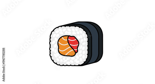 Salmon Maki Sushi Roll Illustration