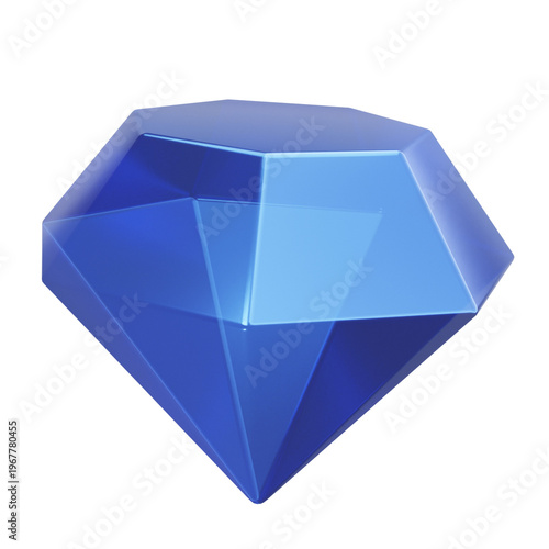 3D Blue Diamond Gemstone Luxury Crystal Icon