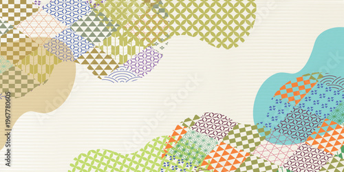 Traditional Japanese Style Patterned Background Illustration