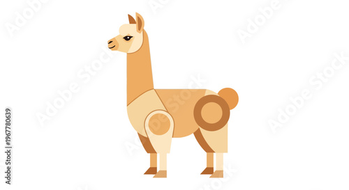 Stylized Geometric Llama Illustration, Flat Design, Animal Icon
