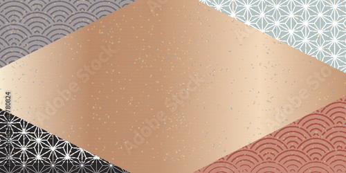 Elegant Japanese Style Background with Traditional Patterns and Gold Texture