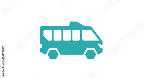 Teal Minibus Icon on White Background