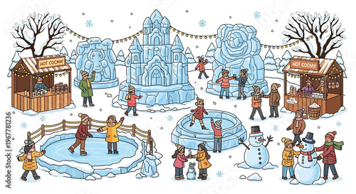 Winter Festival: Ice Sculptures, Skating, Snowman Building, Hot Cocoa Stands