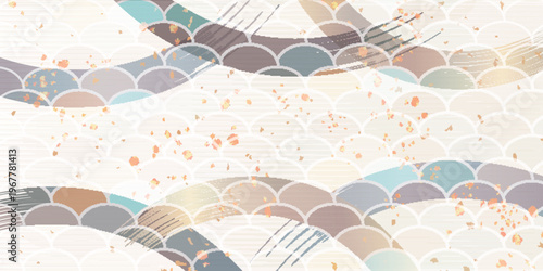 Elegant Japanese Pattern Featuring Waves and Traditional Gold Accents