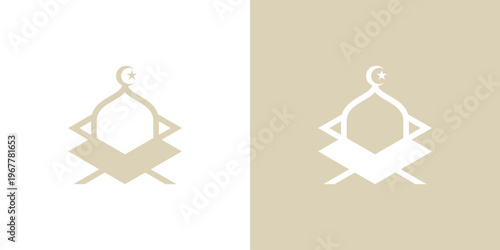 Dual meaning logo combining mosque elements, symbolizing spirituality, peace, devotion, community unity, and a place of guidance and harmony.