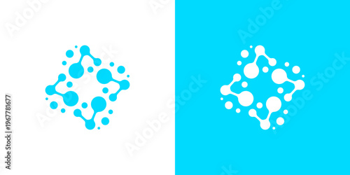 Dual meaning logo combining dot connection and molecule elements, symbolizing scientific innovation, networking, data connectivity, and advanced research and technology collaboration.