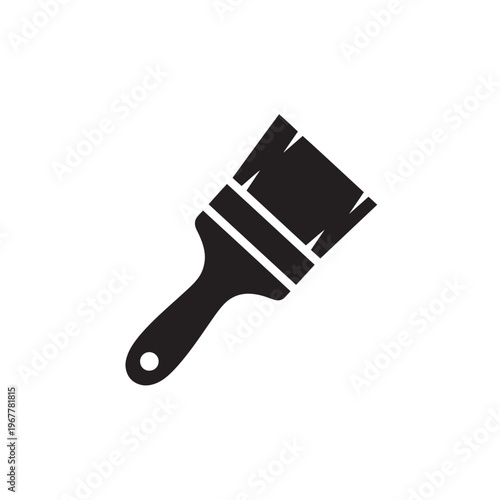 Paint Brush Icon Flat Black Silhouette Minimal Logo White Background
