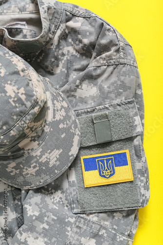 Military uniform with badge...