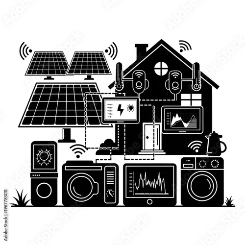 Smart Home Energy Management System with Solar Panels and Appliances.
