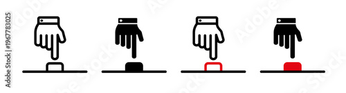 Hand push button icons collection