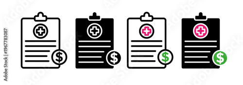 Hospital bill icons collection