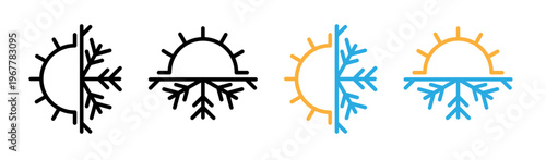 Hot and cold temperature icons collection