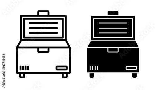 Horizontal shop refrigerator icons collection
