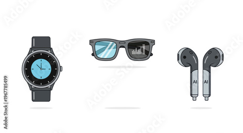 Modern Gadgets: Smartwatch, AR Glasses, Wireless Earbuds - Tech Lifestyle
