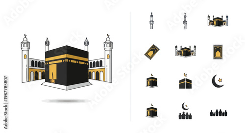 Kaaba Mecca Mosque Islam Icons Collection