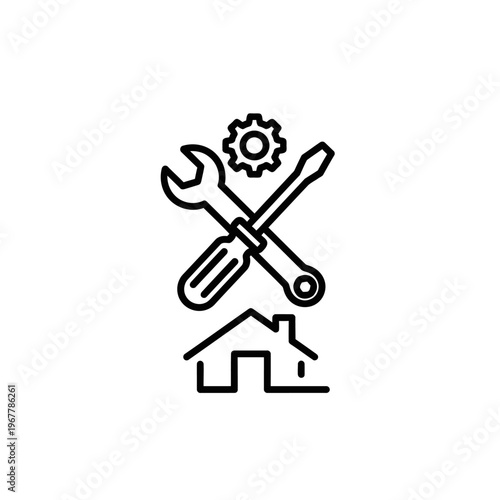 Home Maintenance Tools Icon Illustration for Repair and Construction