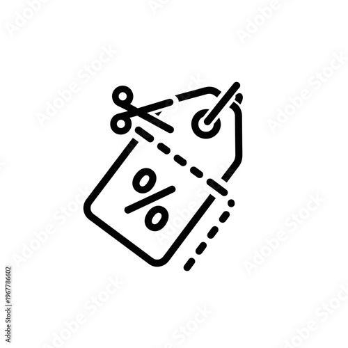 Discount Sale Icon with Scissors and Price Tag for Shopping Promotions