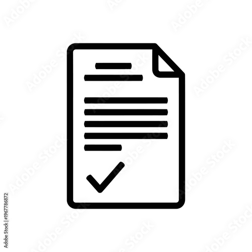 Icon of Document with Checkmark Symbol for Verification or Completion