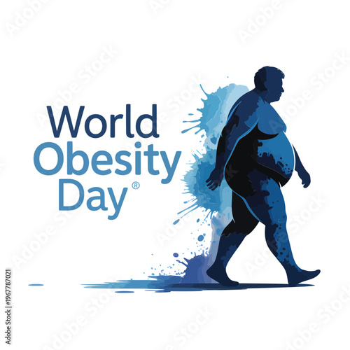 World obesity day awareness illustration with a silhouetted figure