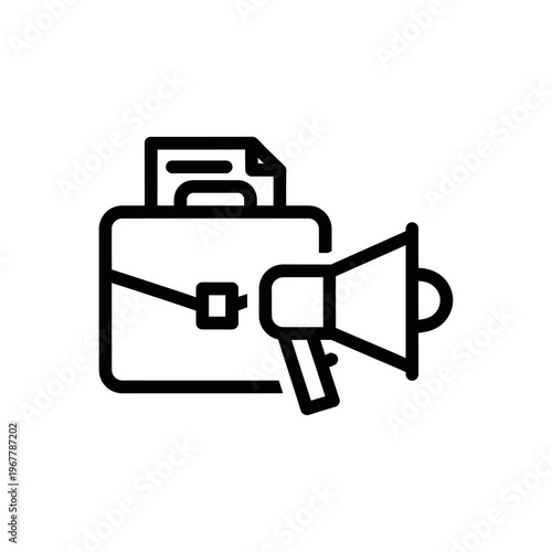 Iconic Business Briefcase with Megaphone for Marketing and Communication