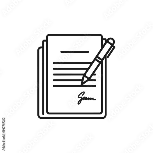 Document Signing Concept with Pen and Paper for Official Agreement