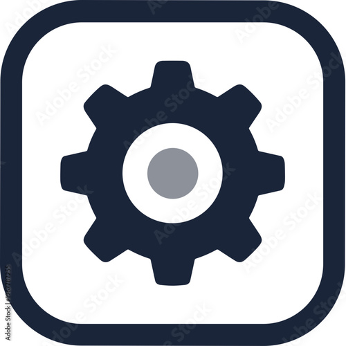 Modern Outline Gear Configuration Setting Process Symbol Rounded Icon