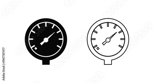 Two pressure gauge icons one filled one outlined on a white background