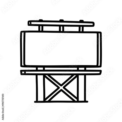 Minimalist Black and White Outdoor Advertising Billboard Illustration