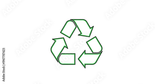 Green recycle symbol illustration against a stark white background