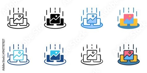 Virtual gallery icons set multiple style collection. Editable stroke 
