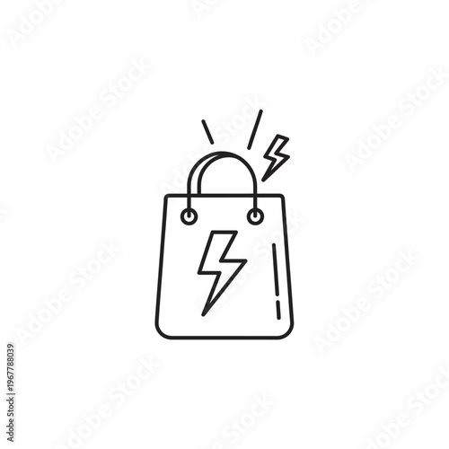 Minimalist Illustration of Electric Shock Warning in Bag Outline Design