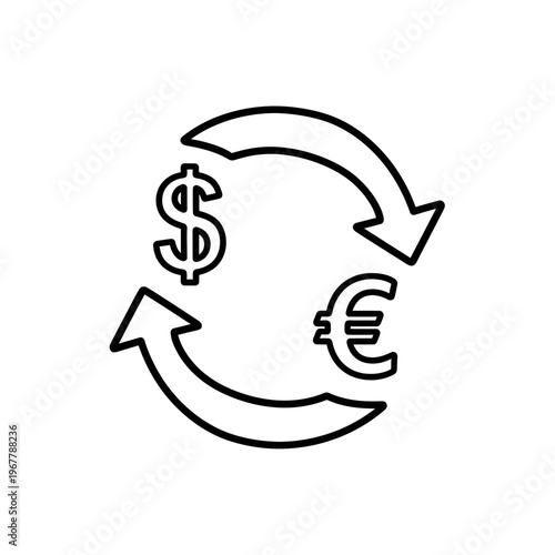 Financial Exchange Concept Illustration with Dollar and Euro Symbols