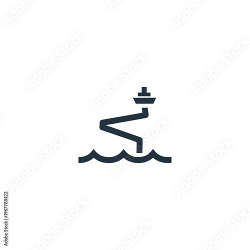 Minimalist Lighthouse Icon Over Calm Water Illustration for Maritime Themes