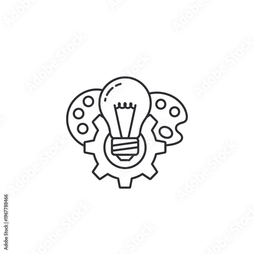 Innovative Idea Concept Illustration with Light Bulb and Gear Symbols
