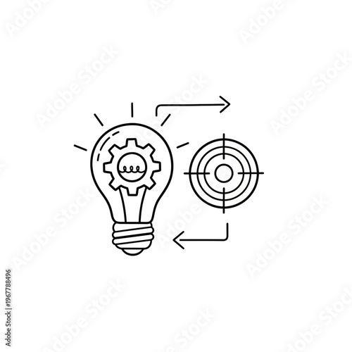 Innovative Idea Concept with Light Bulb and Target Symbols for Creative Solutions