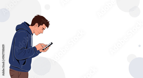 Sad Teenager Crying While Texting on Phone, Cyberbullying Concept