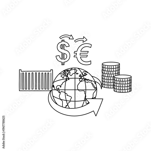 Financial Growth and Global Currency Exchange Concepts Illustration