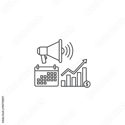 Financial Growth and Marketing Strategy Concept with Analytics Icons