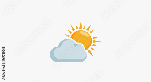 Partly Cloudy Weather Icon - Sun Behind Cloud