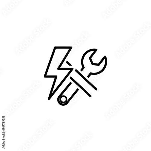 Electrical Repair and Maintenance Icon with Wrench and Lightning Bolt
