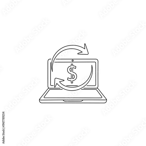 Financial Technology and Digital Currency Exchange Icon for Online Payments