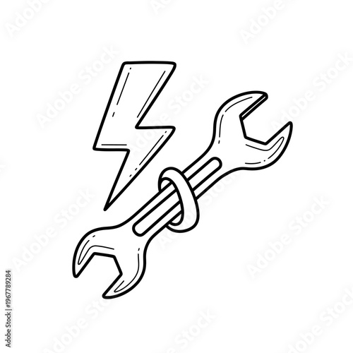 Electrical Repair Concept with Lightning Bolt and Wrench Illustration