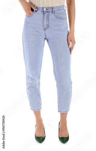 Young woman in stylish jean...