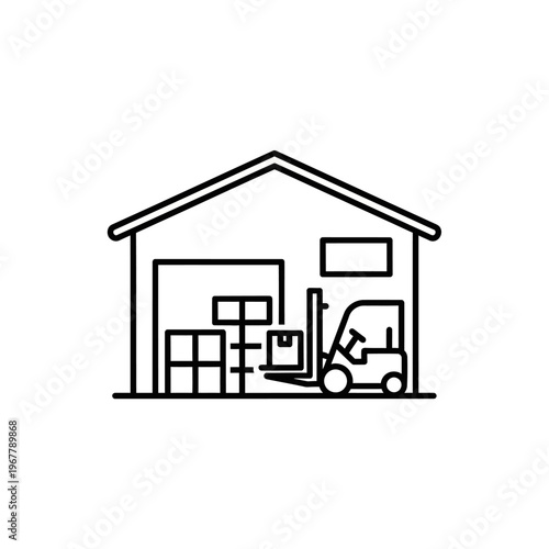 Interior Warehouse Storage Space with Shelves and Lift Equipment for Industrial Use