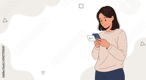 Young Woman Using Smartphone and Card for Online Shopping or Payment
