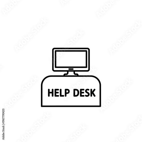 Help Desk Computer Icon for Customer Support and Technical Assistance