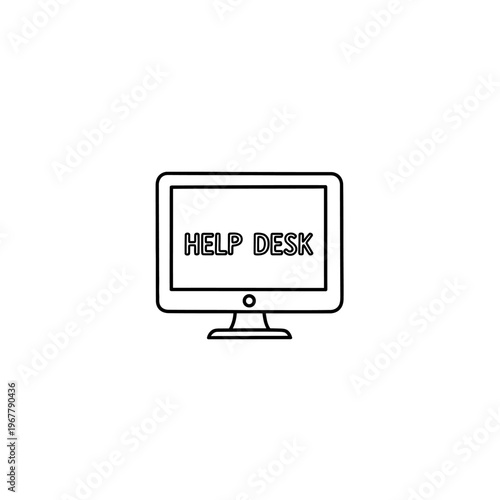 Help Desk Computer Monitor Illustration Representing Customer Support and Technical Assistance