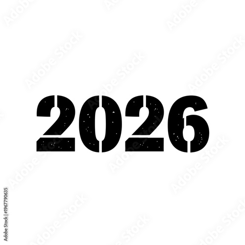 Bold and Modern Number 2026 Representation on a White Background